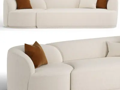 Fickle Cream Boucle 2 Piece Modular Sofa 3D model