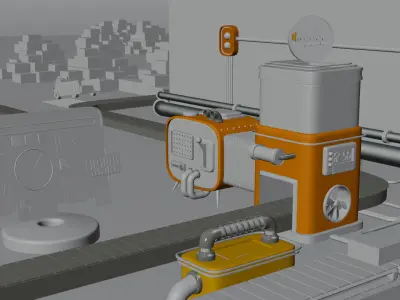 Animation Futuristic Advertising Platform 3D model