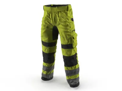 Reflective Safety Trousers for Builders Yellow 3D model