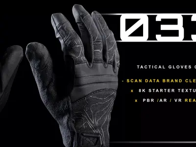 Tactical Gloves 033 Low-poly 3D model