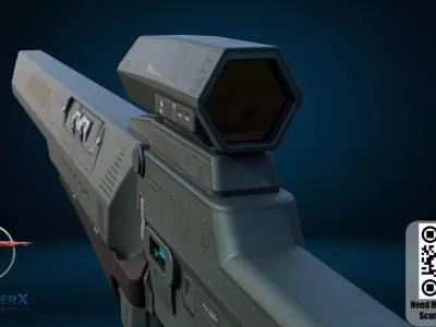 Futuristic Sci-Fi Shotgun 3D Model Game Ready Weapon Asset Low-poly 3D model