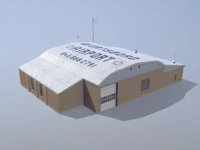 Wurtsboro Airport Hangar E Low-poly 3D model