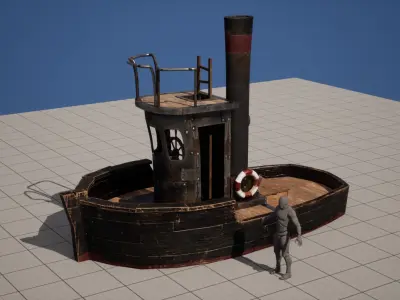 Old Boat Low-poly 3D model