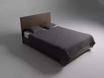 Modern Double Bed 3D Model MidLowpoly Free low-poly 3D model