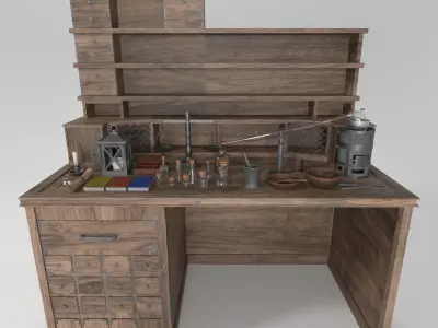 Medieval Alchemist Set Free low-poly 3D model