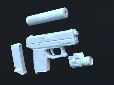 Tactical pistol High Poly 3D model