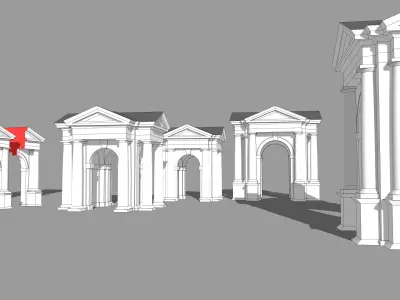 Tuscan order Arched portico in the mas All types collection 3D model