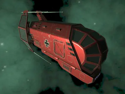 Spaceship Patriot Type 2 Red Low-poly 3D model