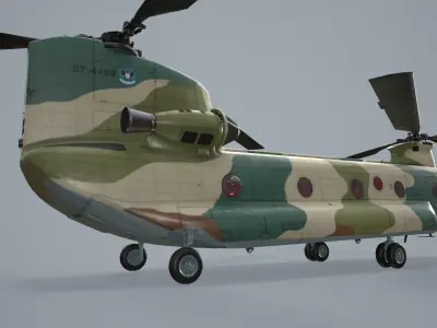 CH-47J Chinook JASDF Basic Animation Low-poly 3D model