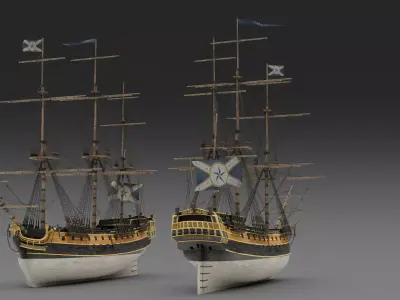 18th Century Man of War Free 3D model