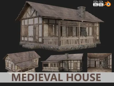 Medieval Old House 4K GameReady Pack 01 to 04 Low-poly 3D model