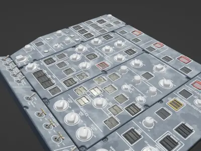 Airbus A220 Cockpit Overhead Animated Low-poly 3D model