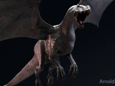 Dinosaur  Iron Fire Dragon - Unreal Engine Project Low-poly 3D model