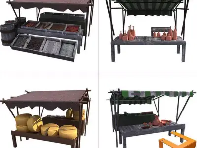 Bazaar stand with bottles 3D model