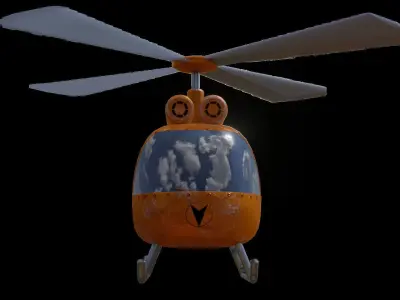Heli Copter Low-poly 3D model
