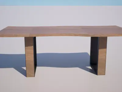 Rustic Live Edge Desk Table 3 Modern Organic Furniture 3D Model Low-poly 3D model