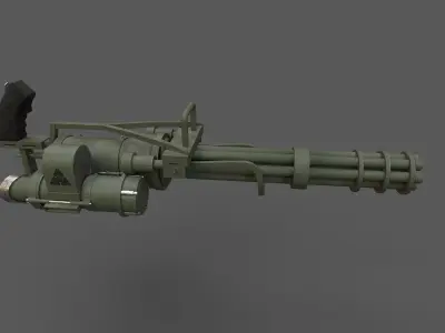 Minigun military green Low-poly 3D model