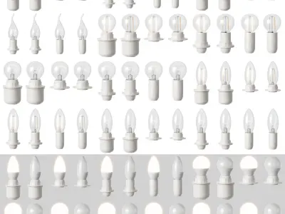 Bulb Set LED Halogen E14 3D model