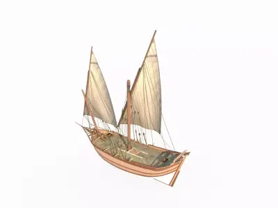 Medieval sailboats and warships 3D model