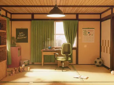 nobita doraemon room 3D model 3D model