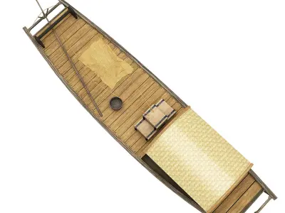 2 Chinese boats Low-poly 3D model