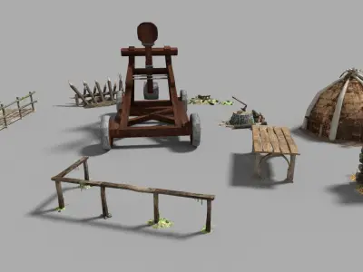 9 low poly medieval props pack Low-poly 3D model