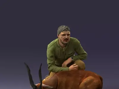 Hunter and antelope 0112 3D model