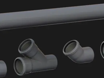 Plastic Pipe And Connections Low-poly 3D model