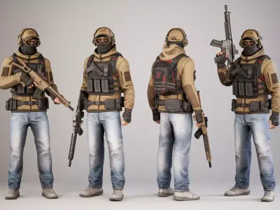 Casual Soldier 13 Low-poly 3D model