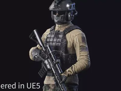 Modular Soldier Character Army Tactical Spec Ops 03 Low-poly 3D model