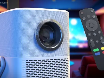 Modern Indoor Projector with Remote and Dongle 3D model