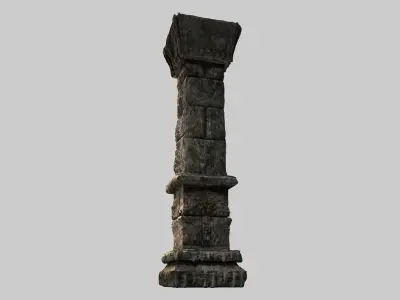 Stone pillar column Low-poly 3D model