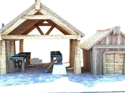 Blacksmith Medieval Building Low Poly Free low-poly 3D model
