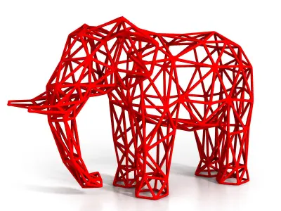Elephant Wireframe 3D print model