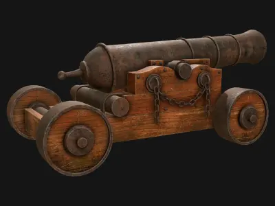 Cannon-4-Old Version Low-poly 3D model