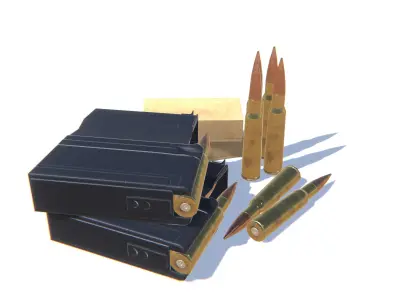 50BMG Ammo Pack Low-poly 3D model