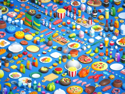 Casual Food Low-poly 3D model
