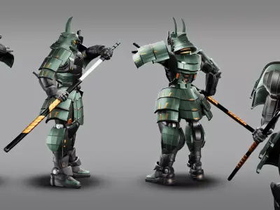  Samurai Robot asset Low-poly 3D model
