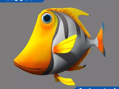 Cartoon fish03 rigged animated 3D model