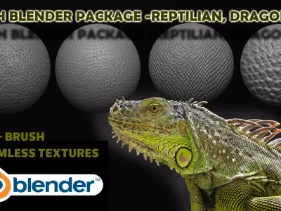 Blender Brush pack reptile lizard dragon skin Free low-poly 3D model