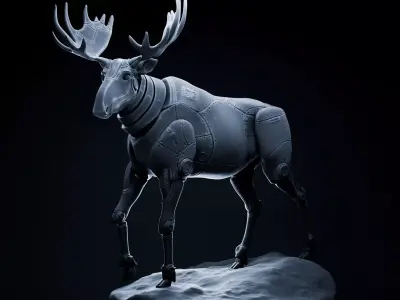 Moose mecha robot 32mm scale pre-supported animal 3D print model