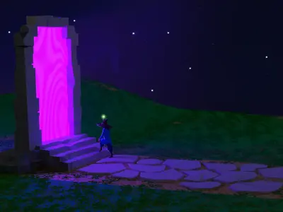 Portal Lowpoly stone monument with light Free 3D print model