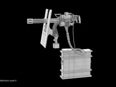 Minigun M134 Dirt Low-poly 3D model