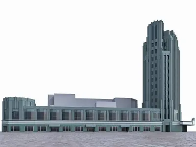 Pellissier Building and Wiltern Theatre Low-poly 3D model