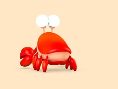 Cartoon Crab Low-poly 3D model