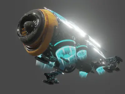 Cyberpunk Speeder Low-poly 3D model