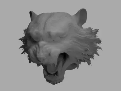 Tiger head long hair 3D model