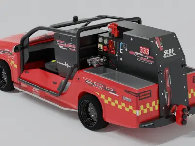 SCDF Life Saving Force Fire Truck 4x4 Red Vehicle 3D model