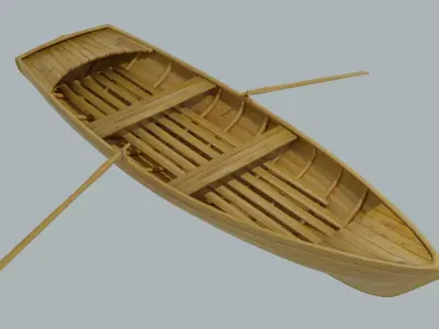 Rowboat wooden canoe 3D model
