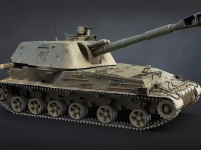 2S3 Akatsiya Self-Propelled Howitzer Game Ready Low-poly 3D model